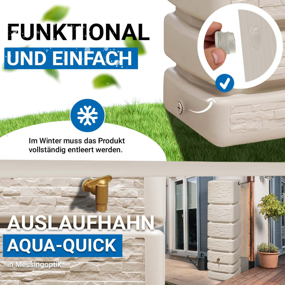 WANDTANK 350 L, sandbeige - Beige, Kunststoff (39/184/60cm) - 4rain