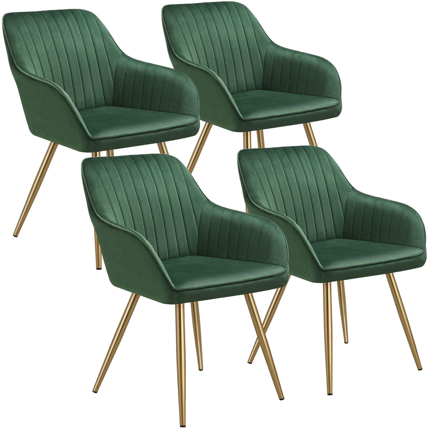 ESSZIMMERSTUHL 4er Set Marilyn 58 x 62 x 82 cm dunkelgrün/gold - Dunkelgrün/Goldfarben, Kunststoff (58/82/62cm) - tectake