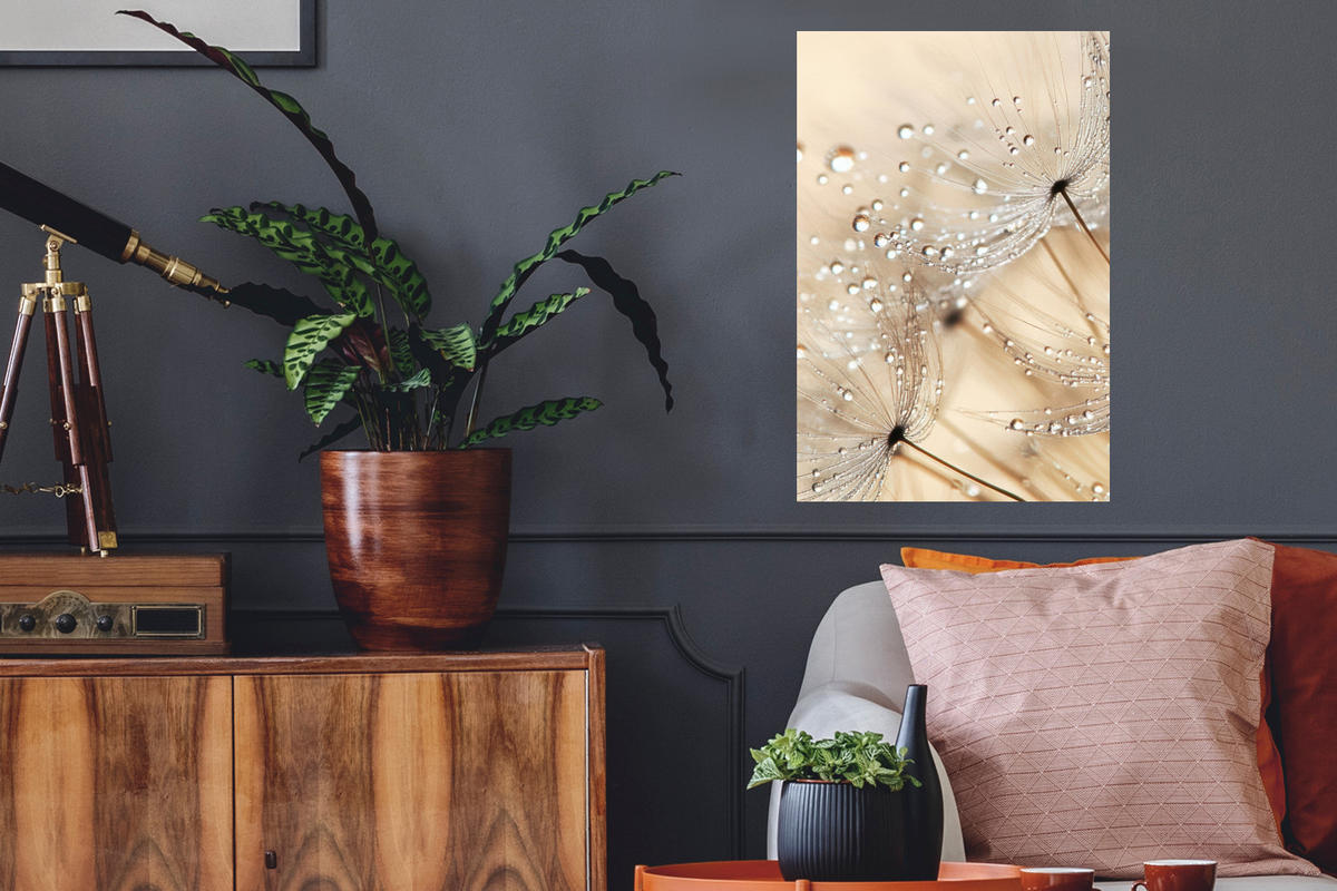 WANDTATTOO Löwenzahn - Abstrakt - Natur - Beige 40x60 cm - Braun, Kunststoff (40/60/0.1cm) - MuchoWow