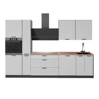 KÜCHENZEILE Fame-Line, Weiß Landhaus/Anthrazit, 310 cm, AP Eiche - Anthrazit/Weiß, Holzwerkstoff (310/206.8/60cm) - Vicco