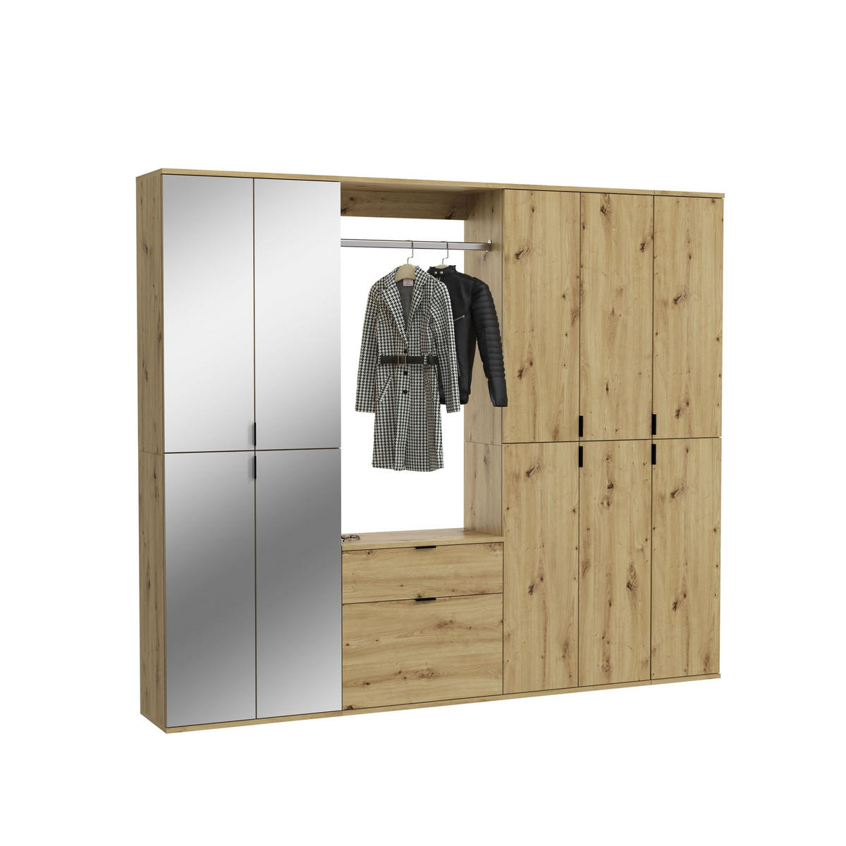 GARDEROBENKOMBINATION 5tlg. Projekt X Garderobe in Artisan Eiche Nachbildung B/H/T: 213x193x34 cm - Eiche Artisan, Holzwerkstoff (213/193/34cm)