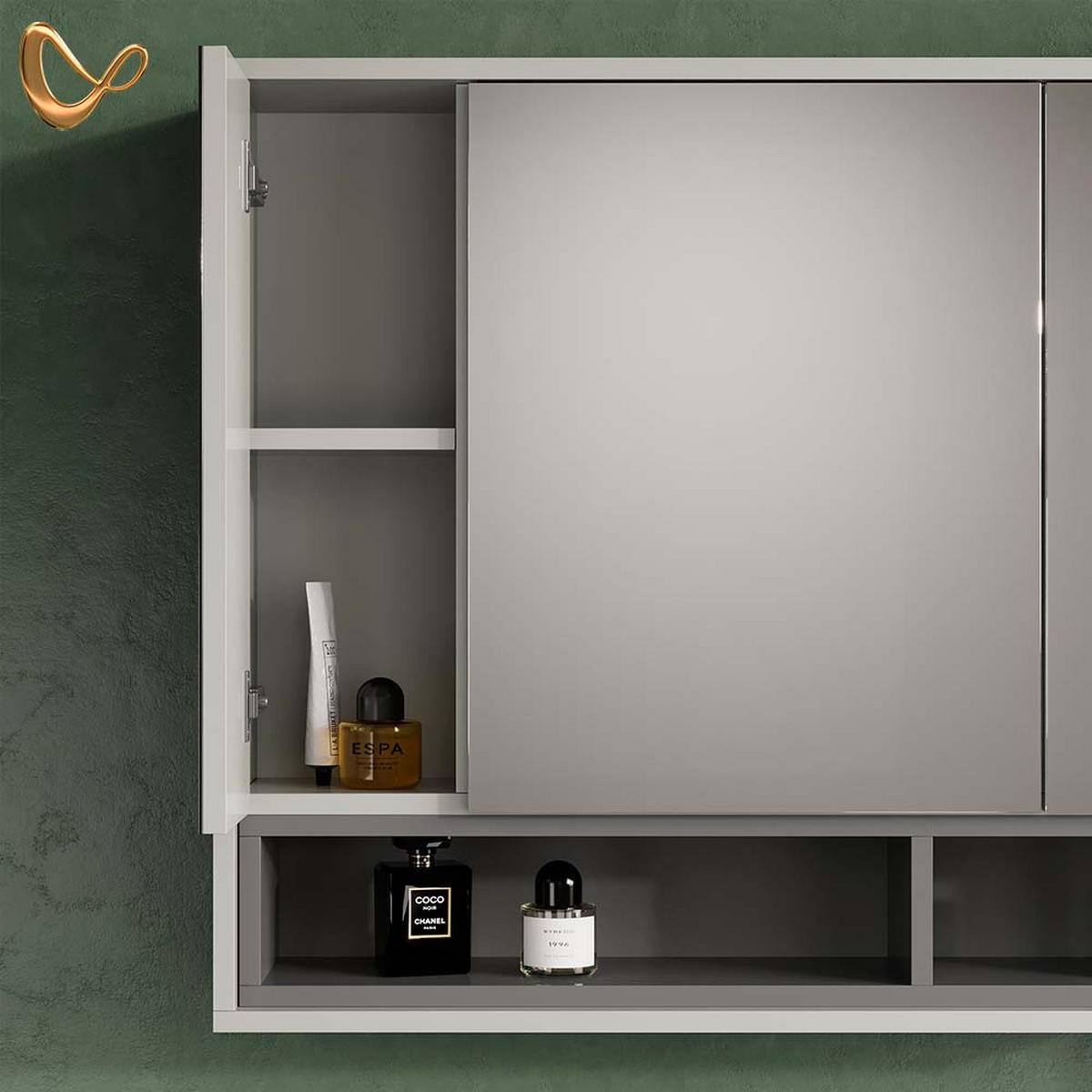 BADSPIEGELSCHRANK Temo Grau/Anthrazit 80 x 72 cm - Anthrazit/Grau, Holzwerkstoff (80/72/20cm) - Livinity®