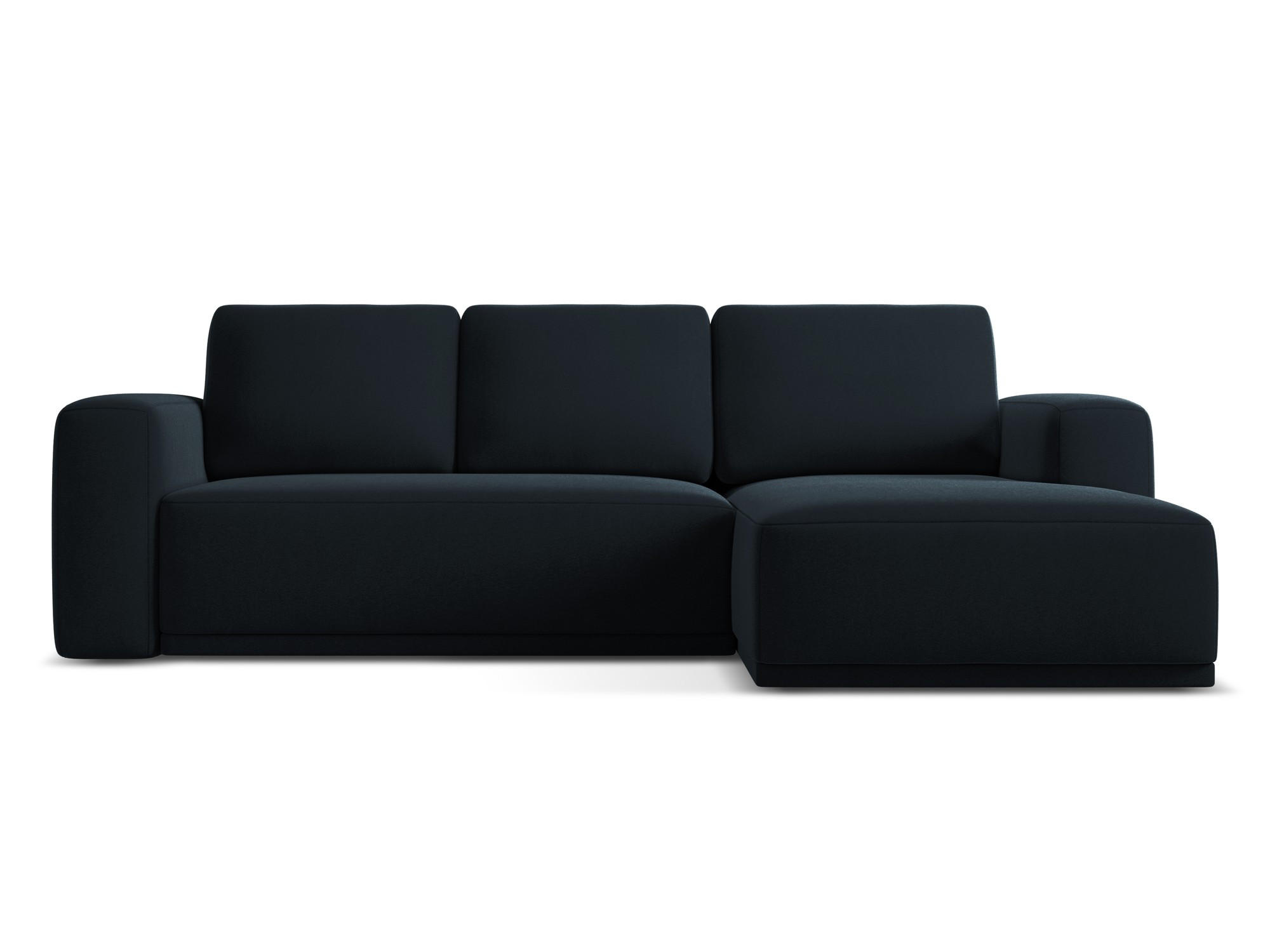 ECKSOFA mit Schlaffunktion Samt Stoff Blau - Blau/Schwarz, Kunststoff/Textil (258/160cm) - Makamii