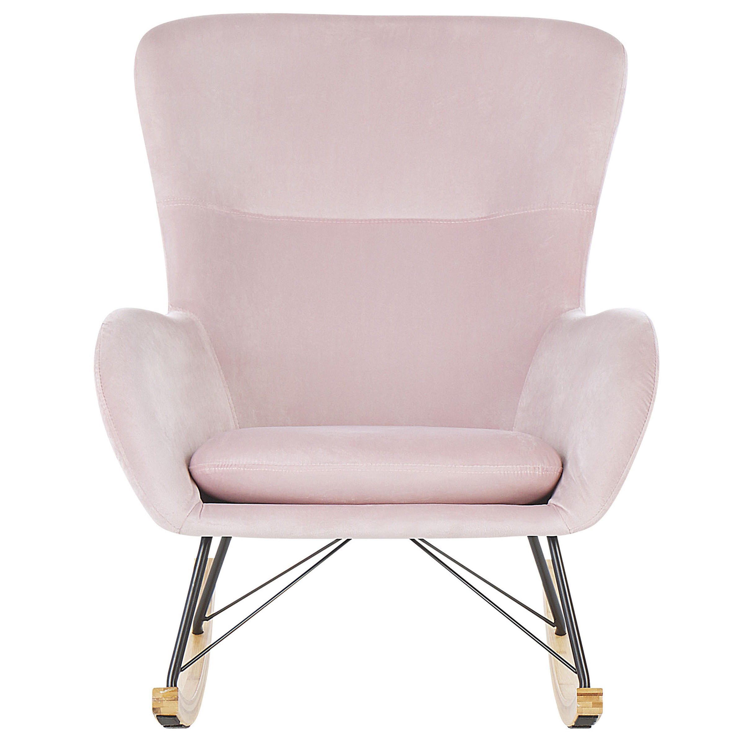 SCHAUKELSESSEL Samtstoff Rosa Ellan - Hellbraun/Pink, Textil (71/97/90cm) - Beliani