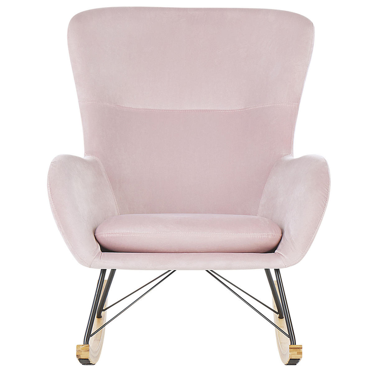 SCHAUKELSESSEL Samtstoff Rosa Ellan - Hellbraun/Pink, Textil (71/97/90cm) - Beliani
