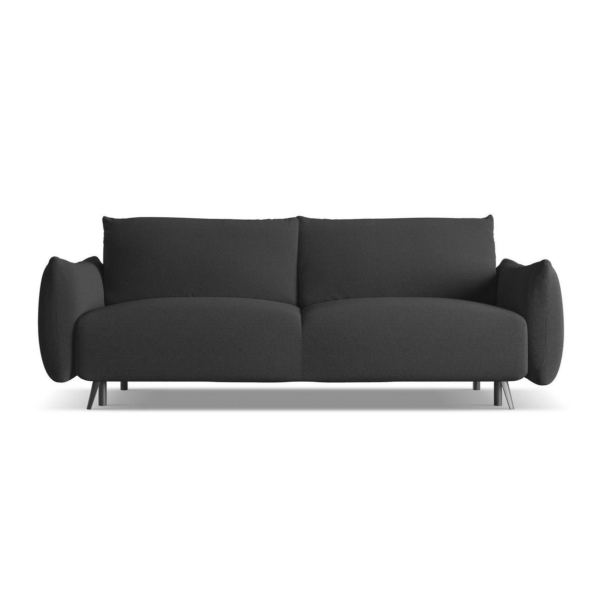3-SITZER SOFA mit Schlaffunktion Chenille Stoff Schwarz - Anthrazit/Schwarz, Textil/Metall (230/86/105cm) - LaMiaSofa