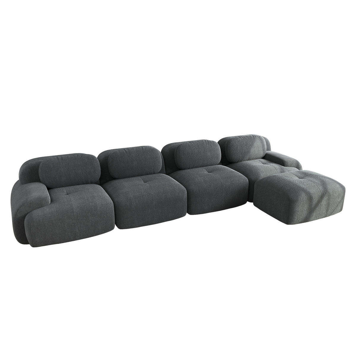 ECKSOFA modular rahmenlos Cord Grey - Grau, Kunststoff (178/388cm) - Meubliv