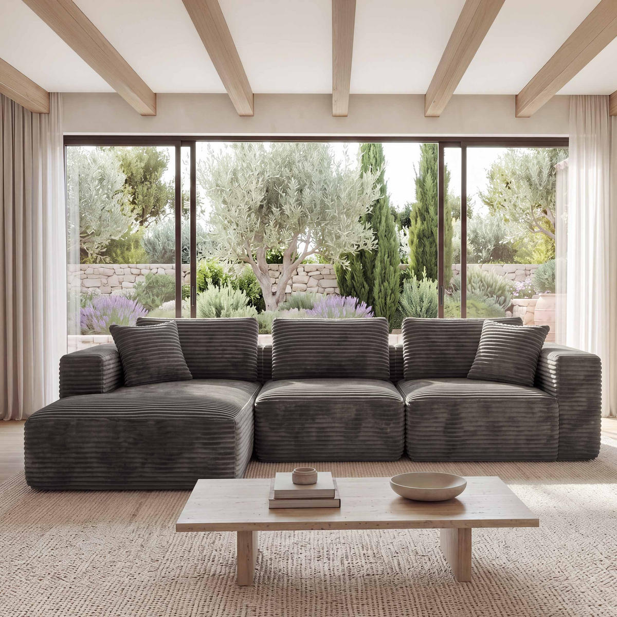 SOFA-SADA Braun - hnědá, textil (276/58/154cm) - MCW