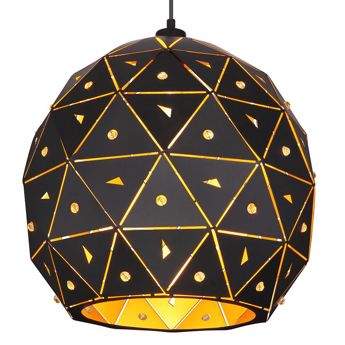 HÄNGELEUCHTE Metall Schwarz Kristall - Schwarz, Metall (40/40/120cm) - Globo Lighting