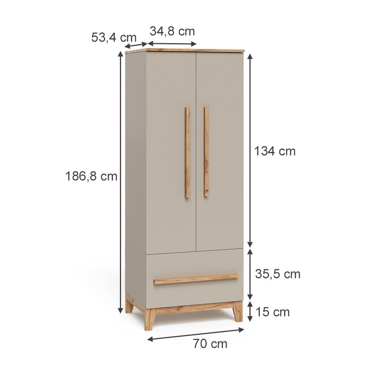 DETSKÁ SKRIŇA Malia Kašmír/Remeselník - kašmírová, kompozitné drevo (70/186.8/53.4cm) - VitaliSpa
