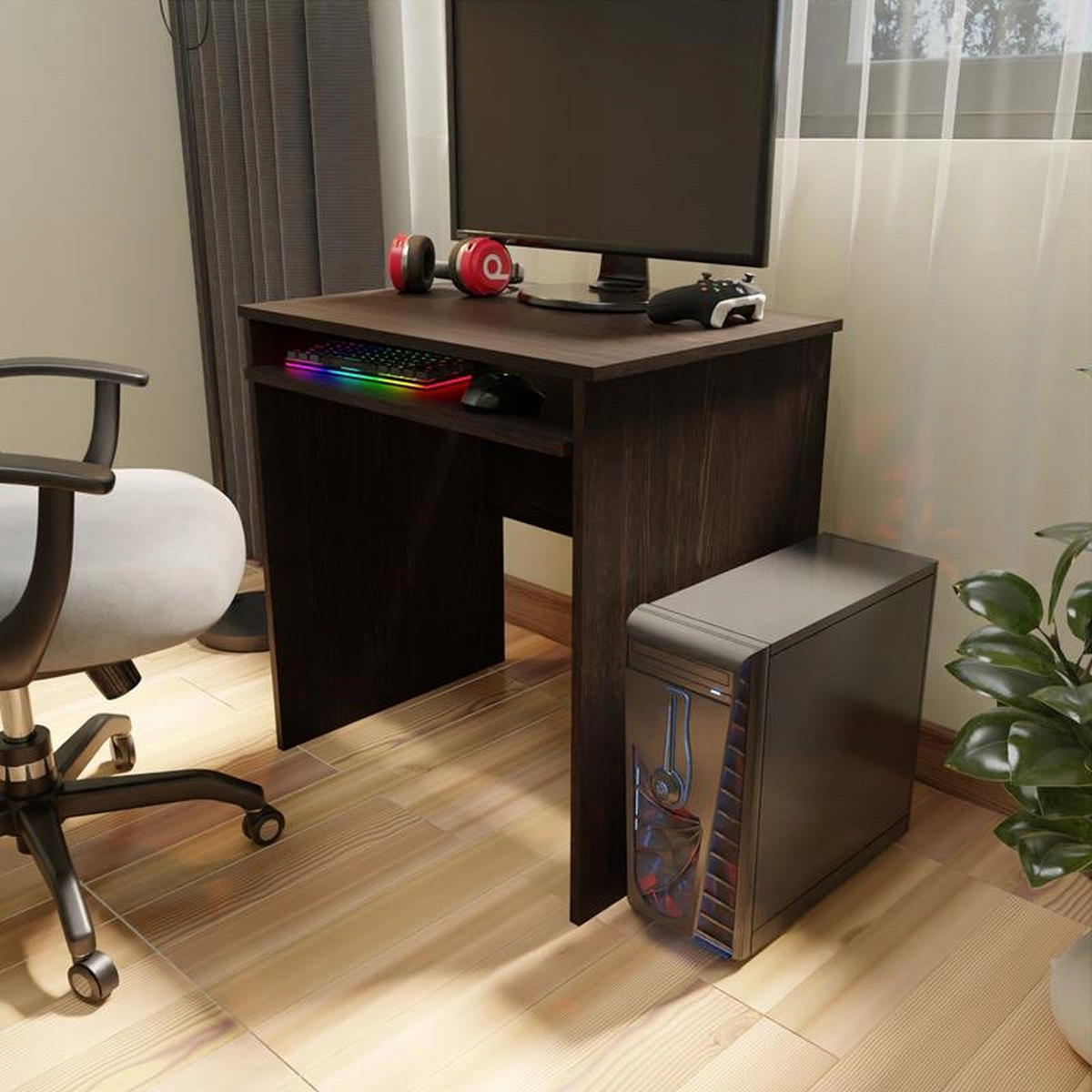 SCHREIBTISCH EX3 ausziehbar Wenge 70/51/76 cm - Wengefarben, Holzwerkstoff (51/70/76cm) - Matkam Möbel