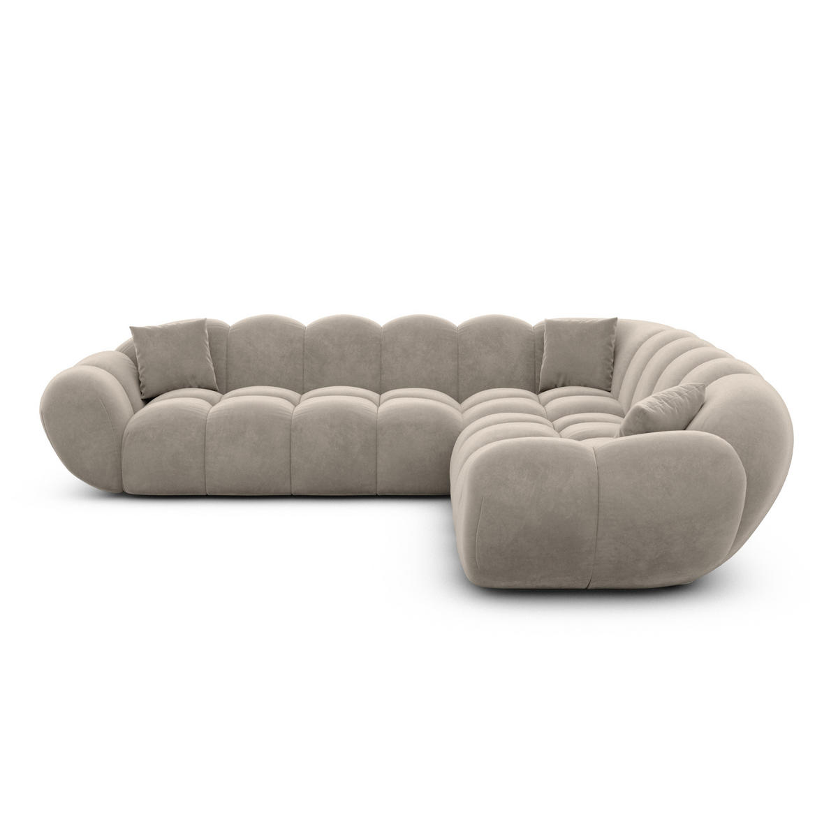 ECKSOFA Liva Taupe Samtstoff - Taupe, Textil (258/258cm) - VAROYAL