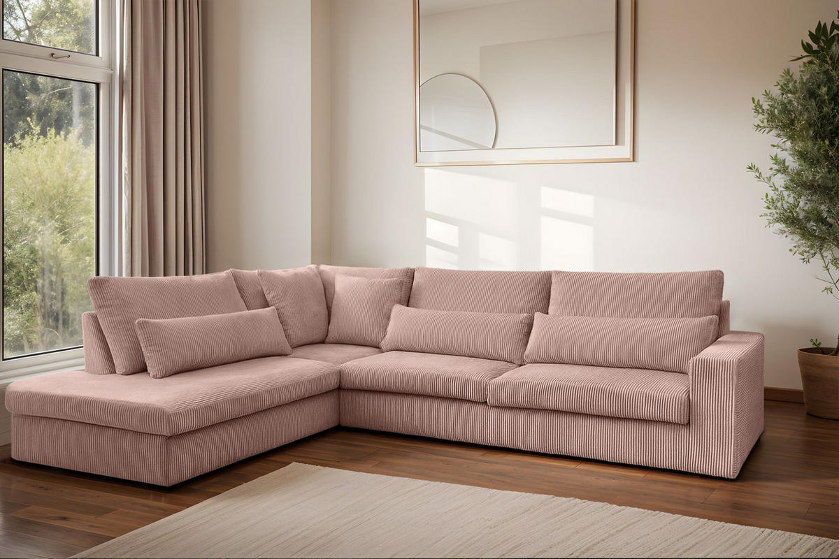 ECKSOFA L-Form SVEN Stoff Poso Rosa Links - Rosa, Textil (315/245cm) - Kaiser Möbel