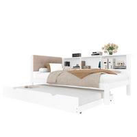 TAGEBETT 90x200cm Weiß Kiefer Ausziehbett LED-Leiste USB Regal - Weiß, Holz (90/200cm) - FLIEKS