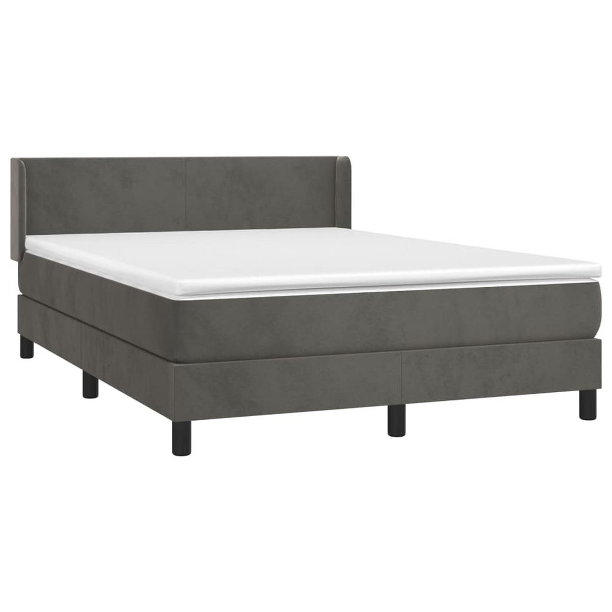 BOXSPRINGBETT Mit Matratze Dunkelgrau 140/200 Cm Samt - Grau, Textil (140/200cm) - vidaXL