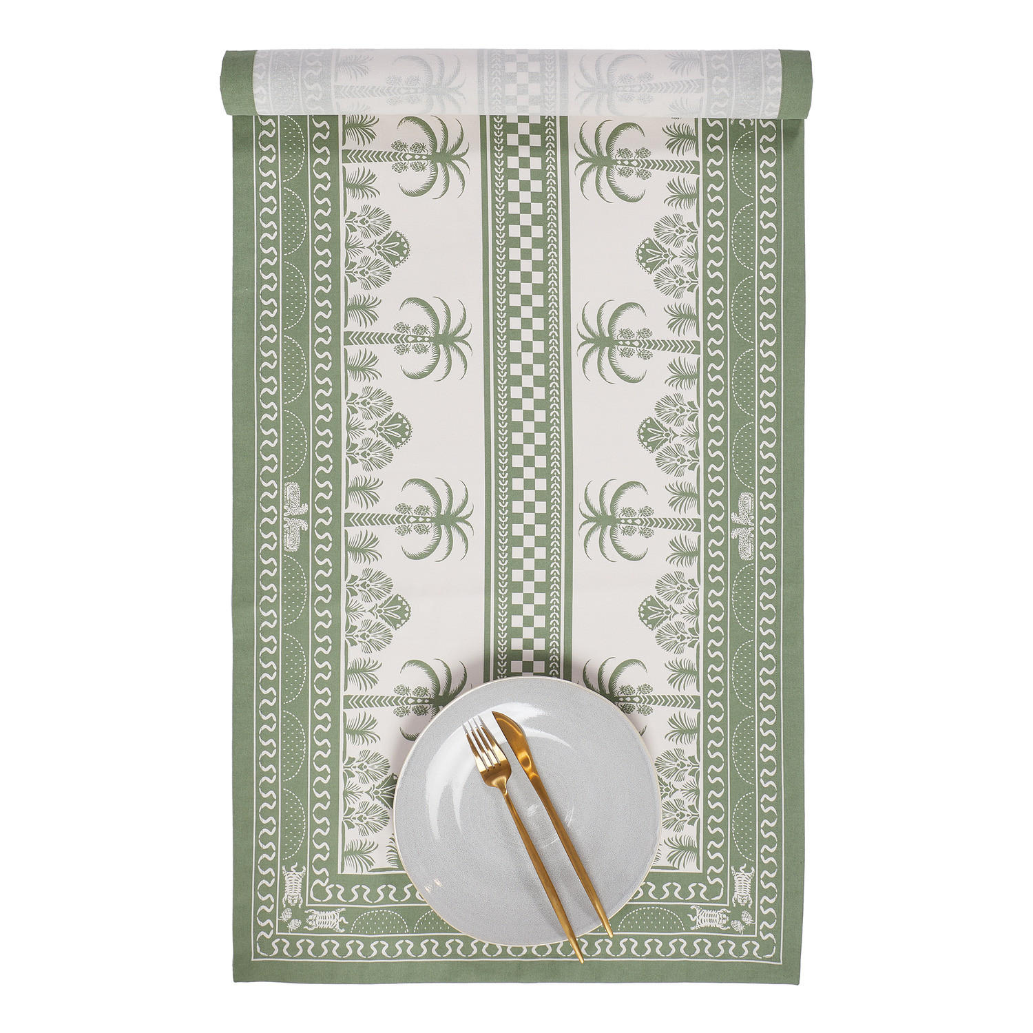 TISCHLÄUFER Monteverde - Grün, Textil (160/50cm) - Butlers