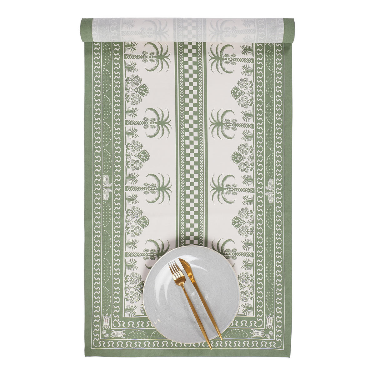 TISCHLÄUFER Monteverde - Grün, Textil (160/50cm) - Butlers