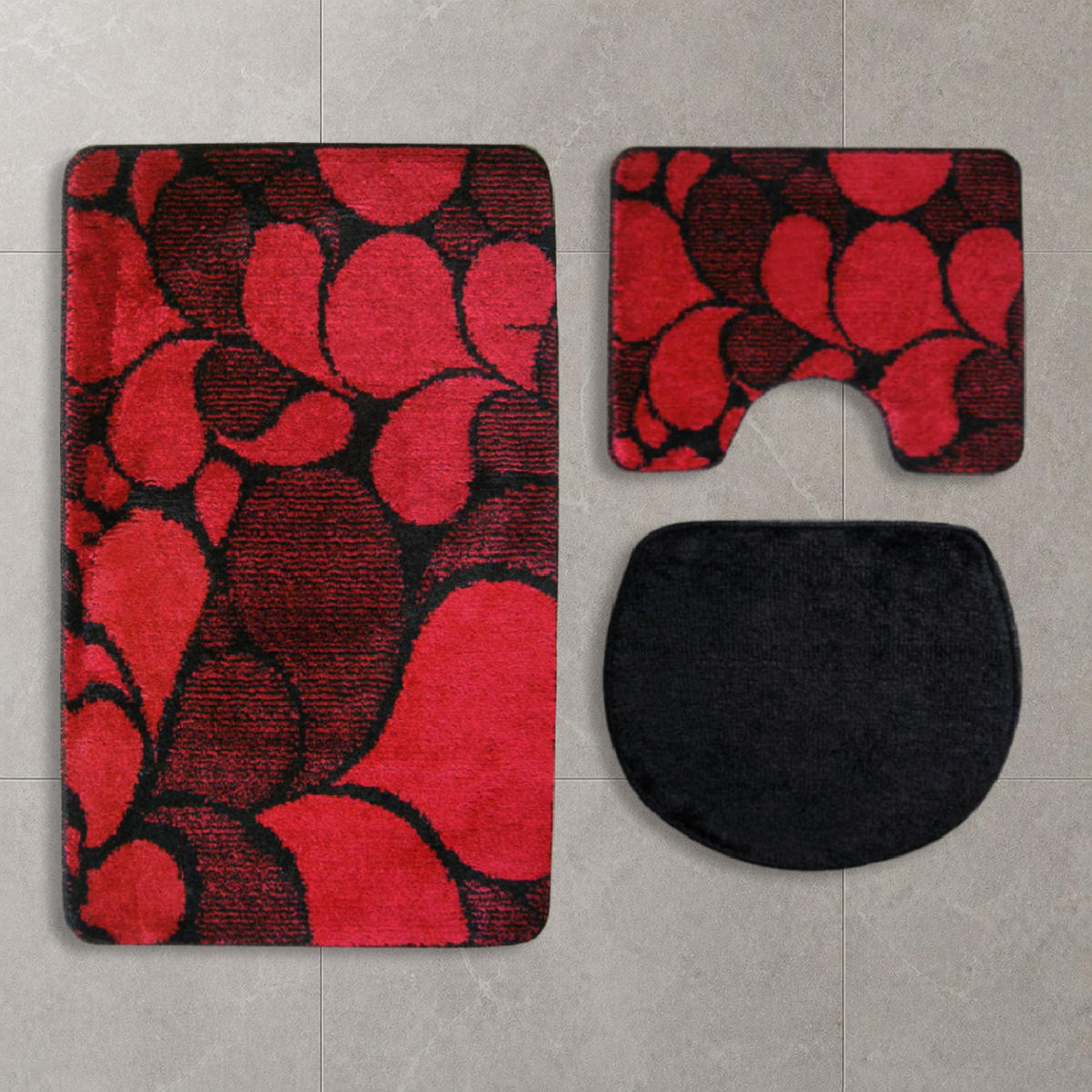 BADEMATTE Set 3 tlg ROT - Rot, Textil (60/100cm) - ROLFNERS