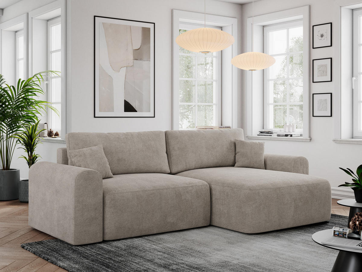 ECKSOFA NELSON Beige Struktur - Beige/Schwarz, Kunststoff/Textil (274/152cm) - MKS