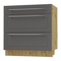 SCHUBLADENUNTERSCHRANK Kvantum D3A/80 80 / 50 / 82cm - Graphitfarben/Eiche Artisan, Holz/Holzwerkstoff (80/82/50cm) - Feldmann-Wohnen