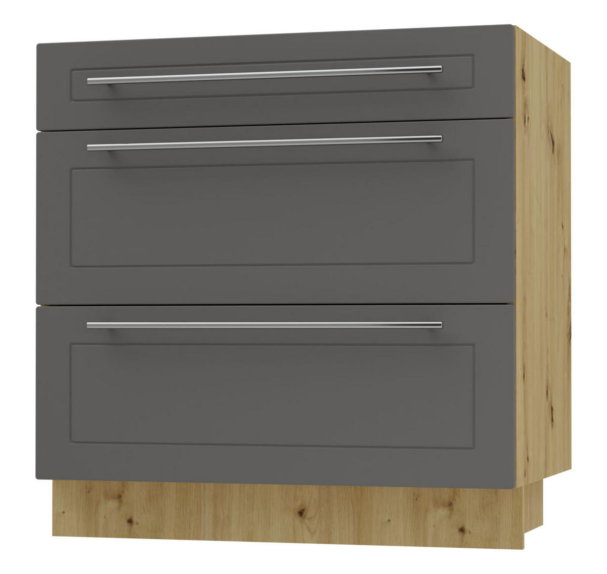 SCHUBLADENUNTERSCHRANK Kvantum D3A/80 80 / 50 / 82cm - Graphitfarben/Eiche Artisan, Holz/Holzwerkstoff (80/82/50cm) - Feldmann-Wohnen