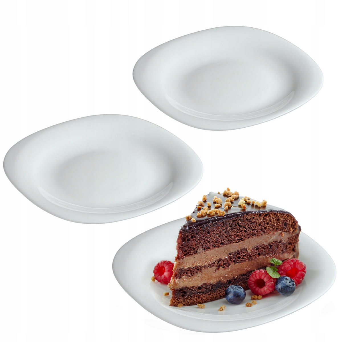 KADAX Dessertteller 21cm Kuchenteller 3 Stk - Weiß, Glas (21.5/1.7/20.2cm) - KADAX