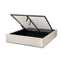 BETTKASTEN bezogen mit beigem samt romy 214/170/36,5 cm - Beige, Holz (200/160cm) - Calicosy