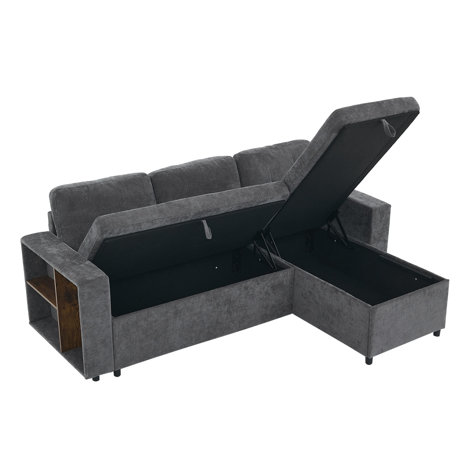 3-SITZER mit Stauraum, wechselbarer Chaiselongue und Chenille in Grau - Grau, Textil (202/85/136cm) - EVRYAE
