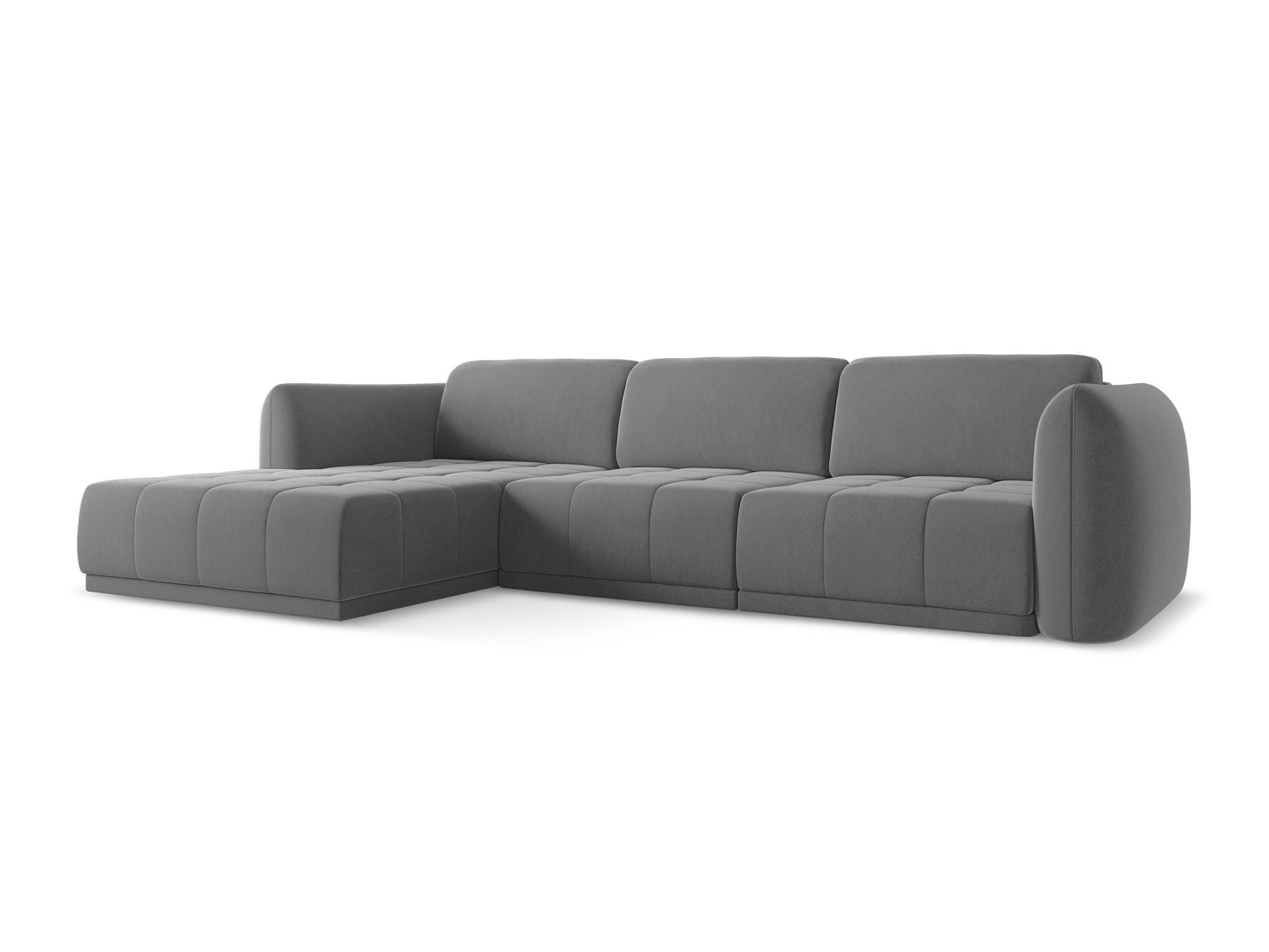 ECKSOFA Links Samt Stoff Grau - Schwarz/Grau, Kunststoff/Textil (170/290cm) - Makamii