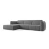ECKSOFA Links Samt Stoff Grau - Schwarz/Grau, Kunststoff/Textil (170/290cm) - Makamii