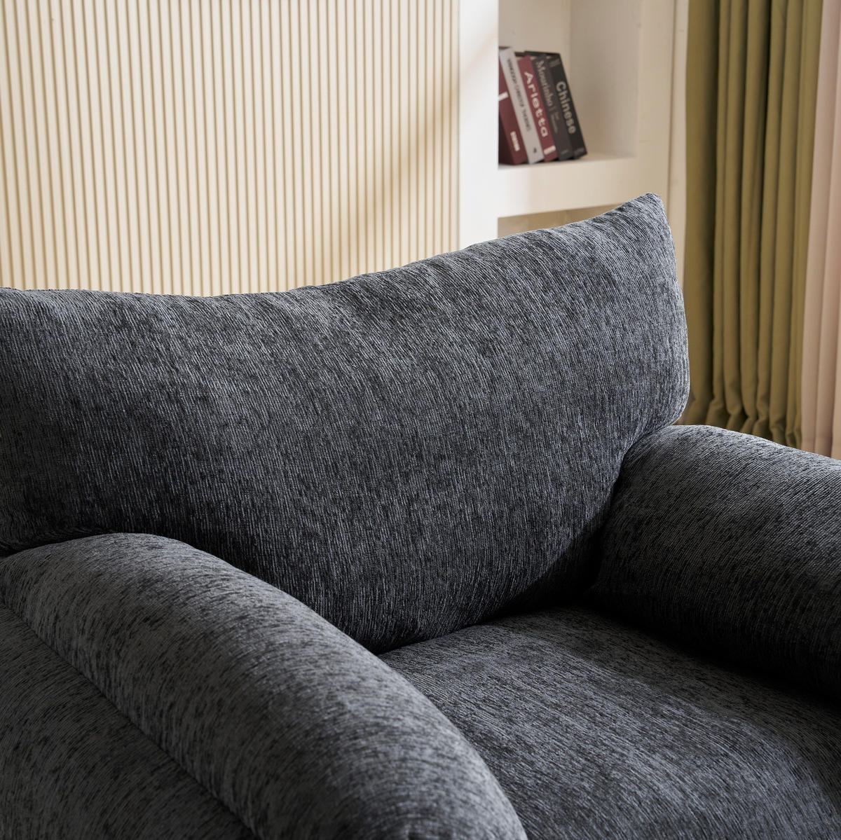 SESSEL 96/82/84 cm aus Chenille in Grau – bis 150 kg belastbar - Grau, Textil (82/84/96cm) - BEAOK