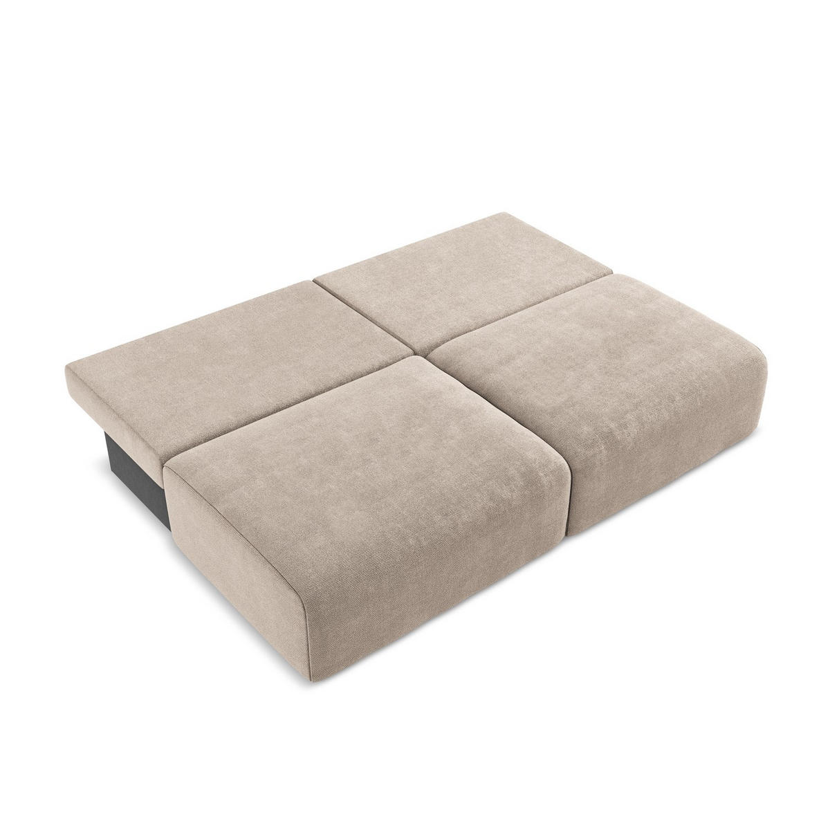 3-SITZER SOFA mit Schlaffunktion Chenille Stoff Beige - Beige/Schwarz, Kunststoff/Textil (216/79/102cm) - LaMiaSofa