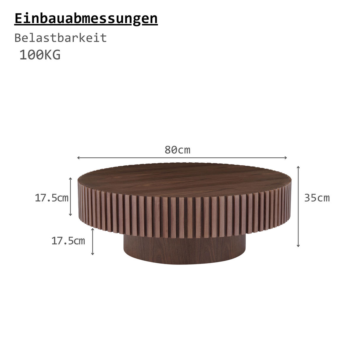 COUCHTISCH 80/80/35 cm walnuss aus MDF mit Rillenrand - Walnussfarben, Holzwerkstoff (80/80/35cm) - OKWISH