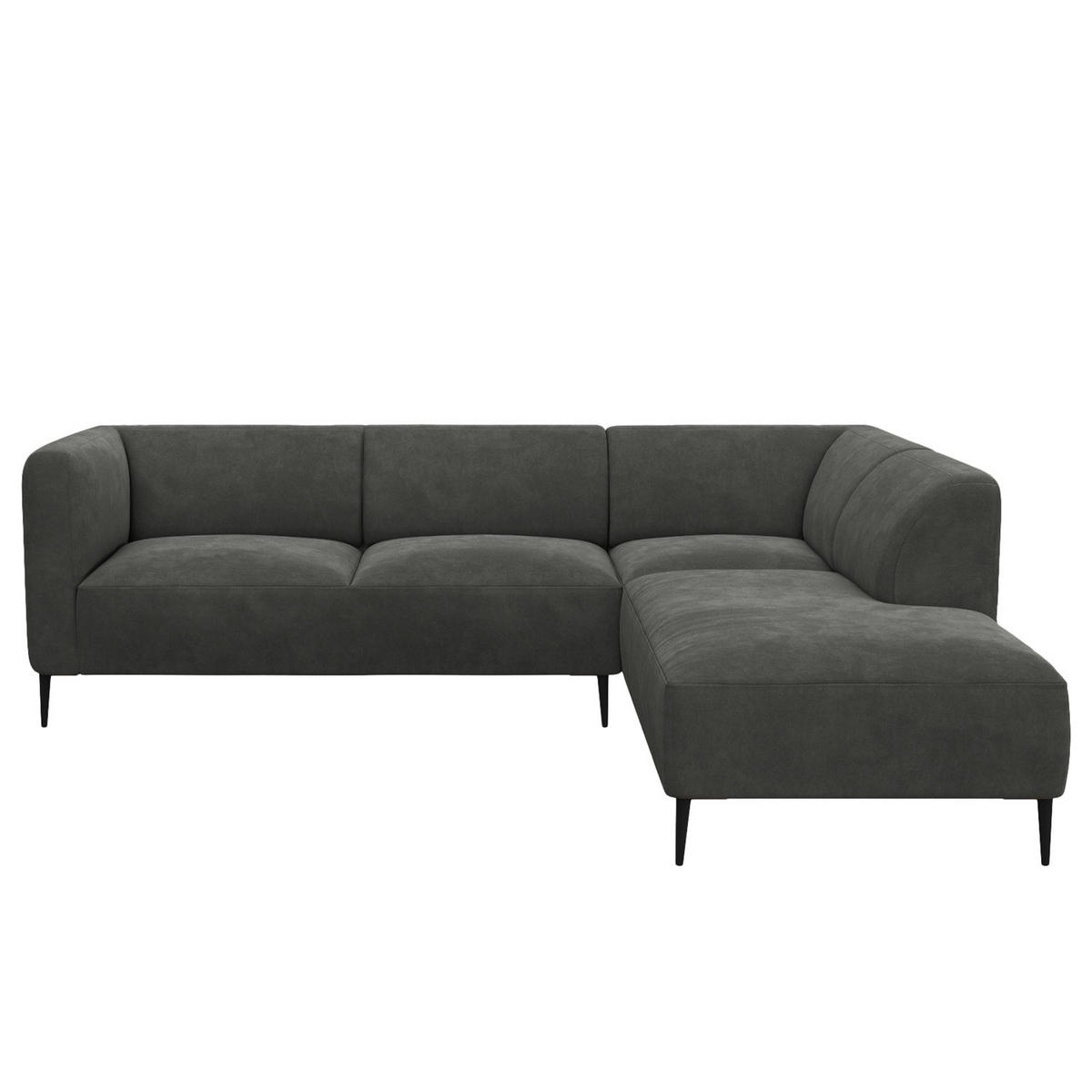2,5-SITZER ECKSOFA mit Ottomane - Schwarz/Grün, Textil/Metall (252/205cm) - home24
