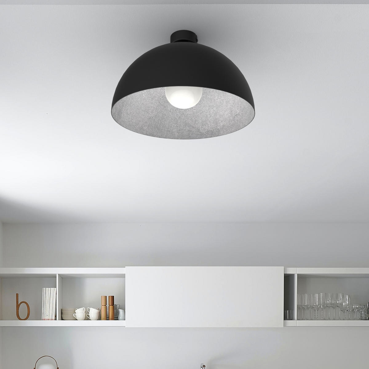 DECKENLEUCHTE - Schwarz, Metall (60/60/30cm) - Lumicom