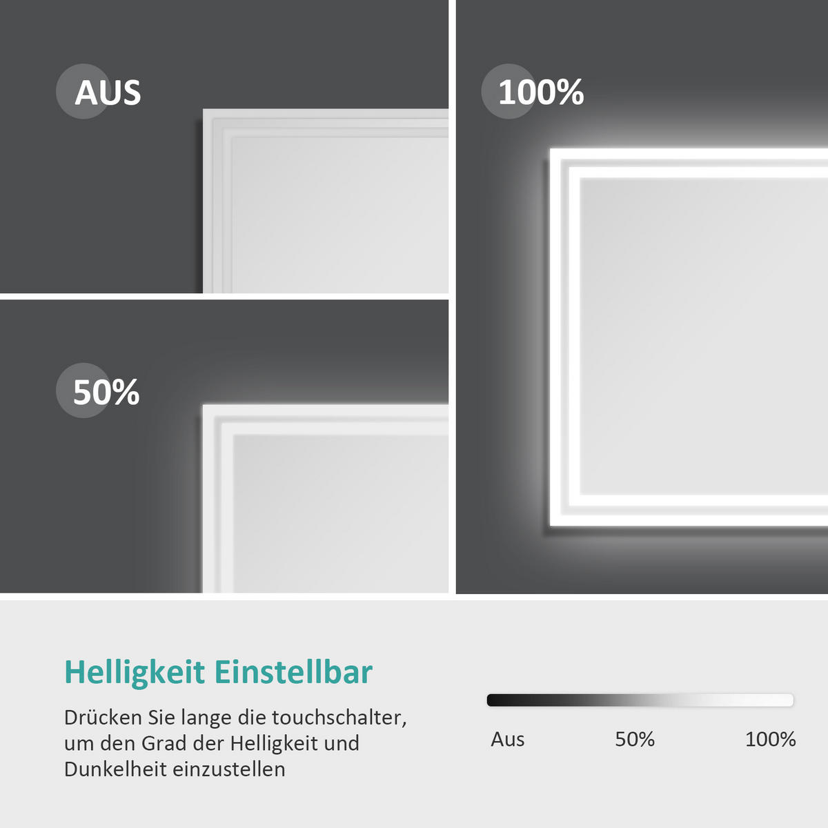 BADSPIEGEL mit Touch-Bedienung 70/50/3,5 cm - Weiß, Glas (50/3.5/70cm) - EMKE