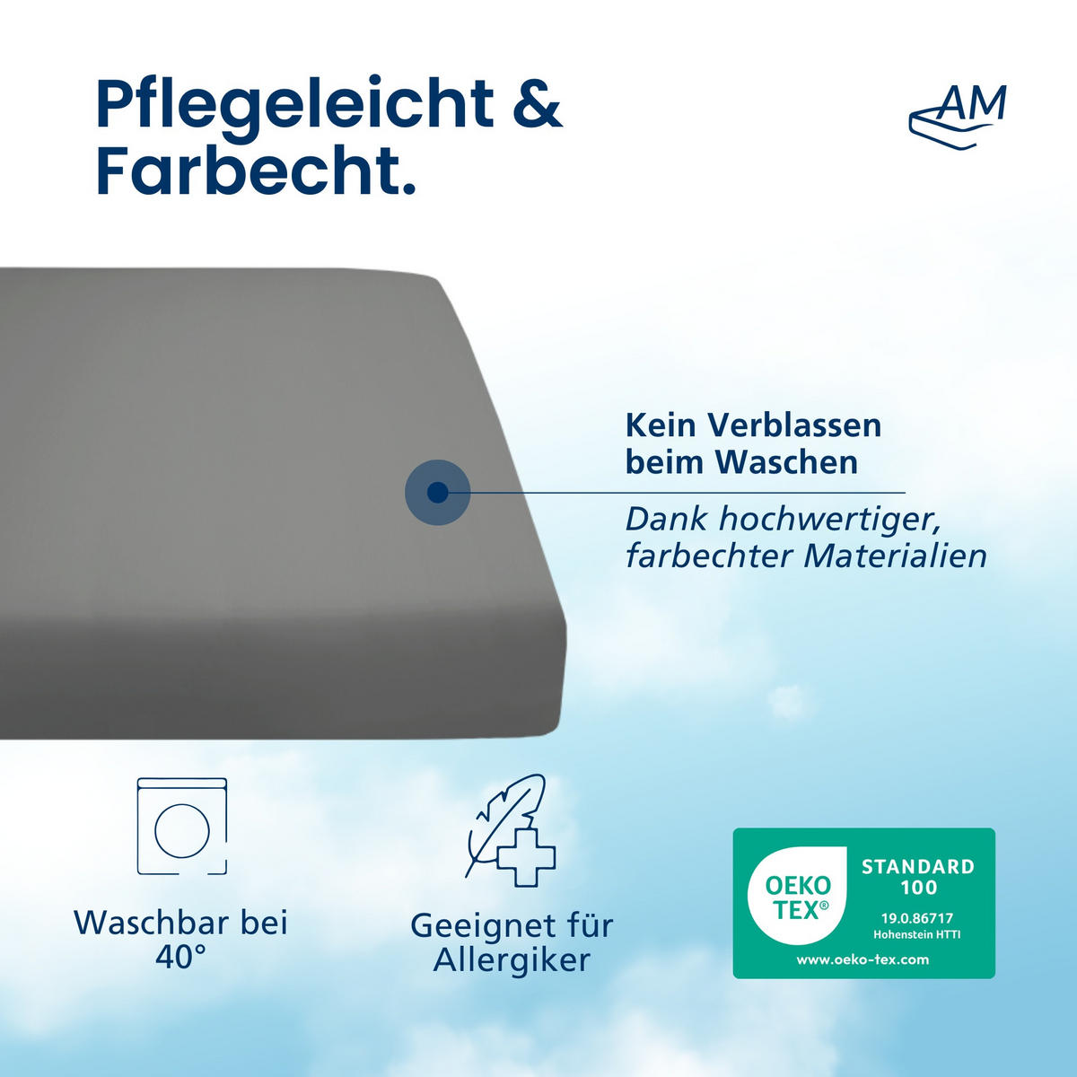 SPANNBETTLAKEN TOPPER 200/200/12 cm Anthrazit - Anthrazit, Textil (200/200cm) - AM Qualitätsmatratzen