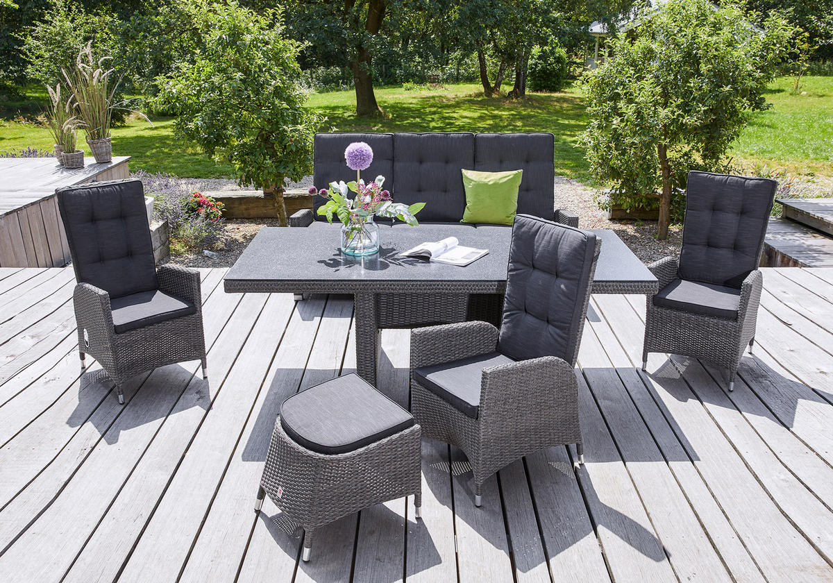 GARTENTISCH Kansas 220x100x75 cm, Glas-Keramik, Grau-Mix - Grau, Keramik (100/220/75cm) - dasmöbelwerk