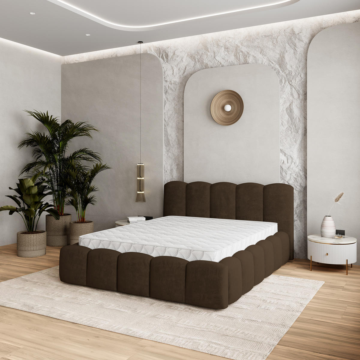 POLSTERBETT FALINA 160x200 cm mit Bettkästen - Braun - Braun, Holz (160/200cm) - MASSENO