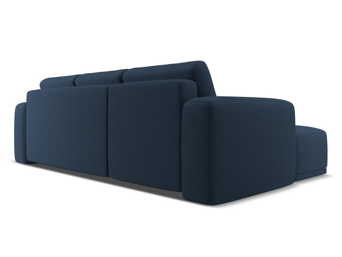 ECKSOFA mit Schlaffunktion Chenille Stoff Blau - Blau/Schwarz, Kunststoff/Textil (160/258cm) - Makamii