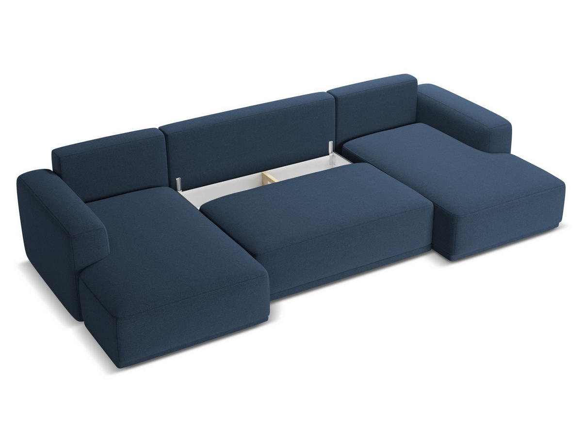 WOHNLANDSCHAFT Chenille Stoff Blau - Blau/Schwarz, Kunststoff/Textil (333/91/160cm) - Makamii