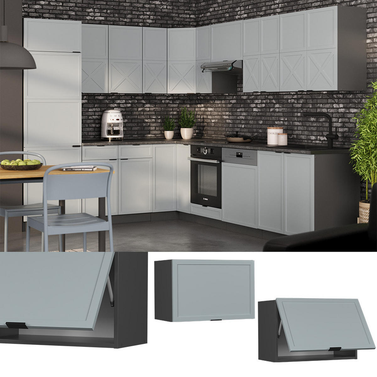 HÄNGESCHRANK Fame-Line Hellblau-grau 60 cm Flach - Anthrazit/Blaugrau, Holzwerkstoff (60/40/34.1cm) - Vicco