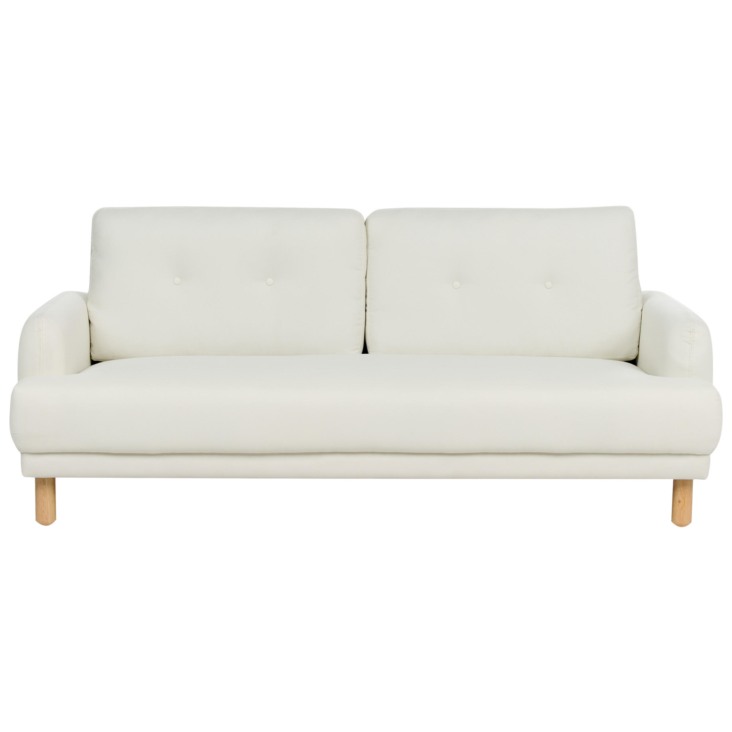 3-SITZER-SOFA Stoff cremeweiß Tuve - Hellbraun/Weiß, Textil (199/85/90cm) - Beliani