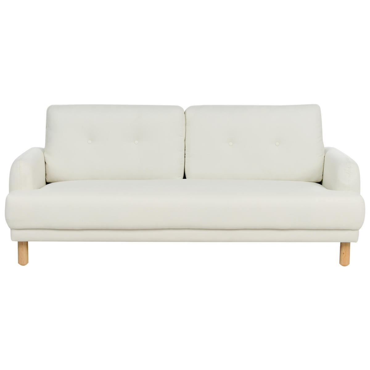 3-SITZER-SOFA Stoff cremeweiß Tuve - Hellbraun/Weiß, Textil (199/85/90cm) - Beliani