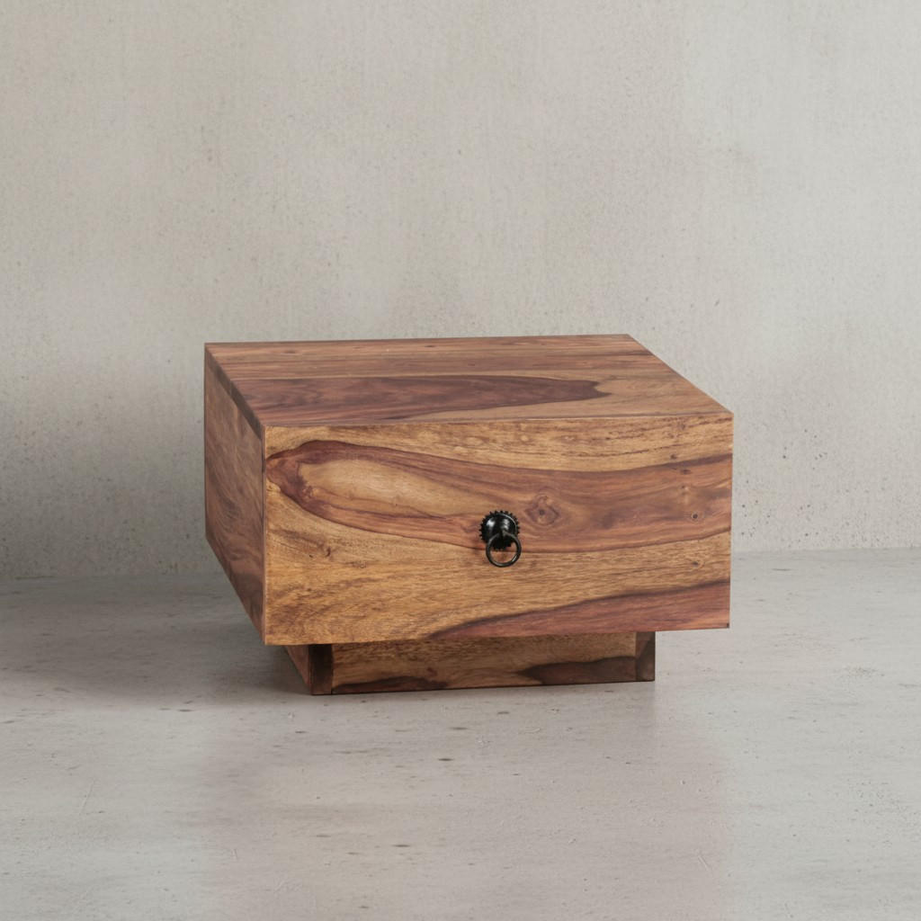 NACHTTISCH Massivholz Schublade Landhausstil Handgefertigt NAKO, Braun 40x40x25 cm - Braun, Holz/Metall (40/25/40cm) - KADIMA DESIGN