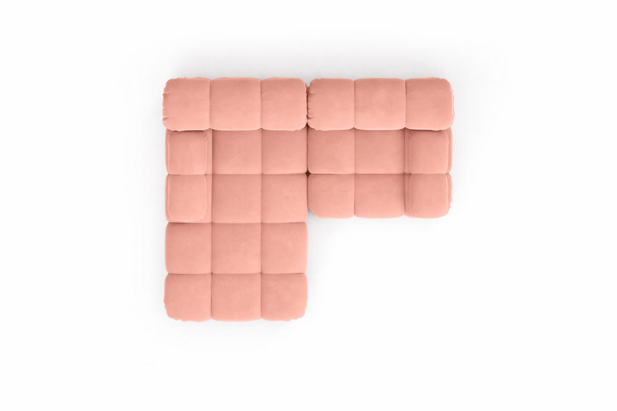 ECKSOFA L-form Mini Modular, Veloursstoff Salvador, Rosa, Links, Selia - Rosa, Holz (190/160cm) - Kaiser Möbel