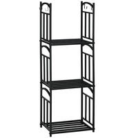 KAMINHOLZREGAL für innen 46 x 32 x 126 cm 3 Ebenen Brennholzregal mit 4 Haken - Schwarz, Metall (32/126/46cm) - Outsunny