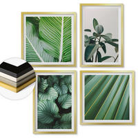 WANDBILDER 4er Set - 50x50 cm & 40x60 cm Goldrahmen - Tropische Blätter in Grün - Goldfarben, Kunststoff (50/50cm) - ArtPrintCave