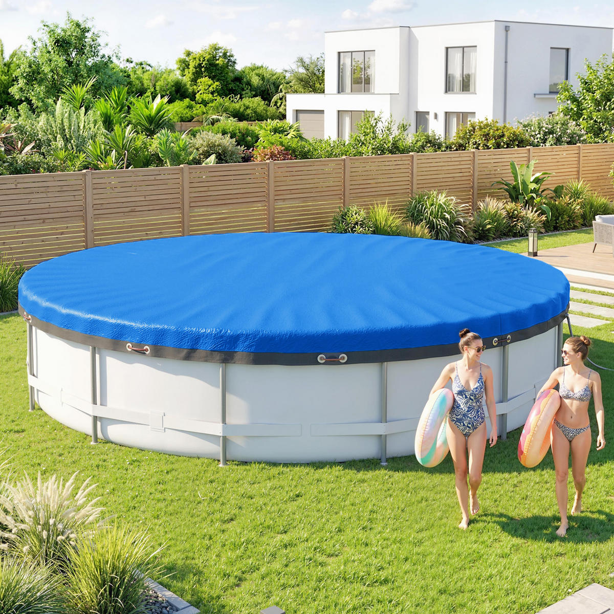 POOL-WINTERABDECKUNG PE Blau - Blau, Kunststoff (550/550cm) - Outsunny