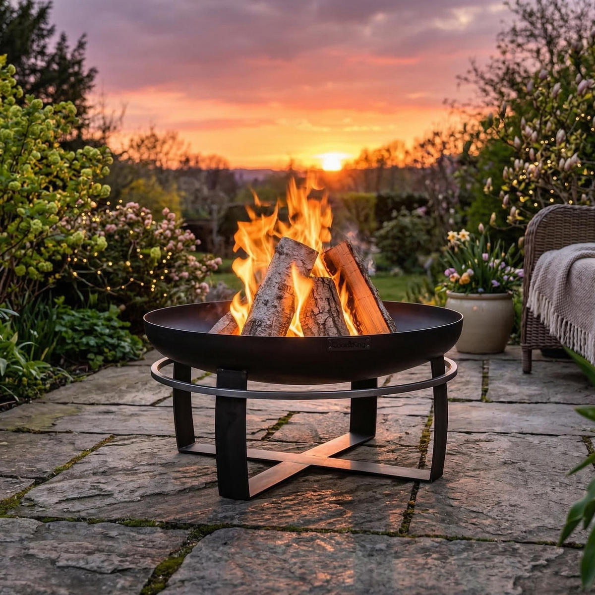 FEUERSCHALE Maryland Stahl rund Ø 60 cm - Schwarz, Metall (60/36/60cm) - Mr. Deko